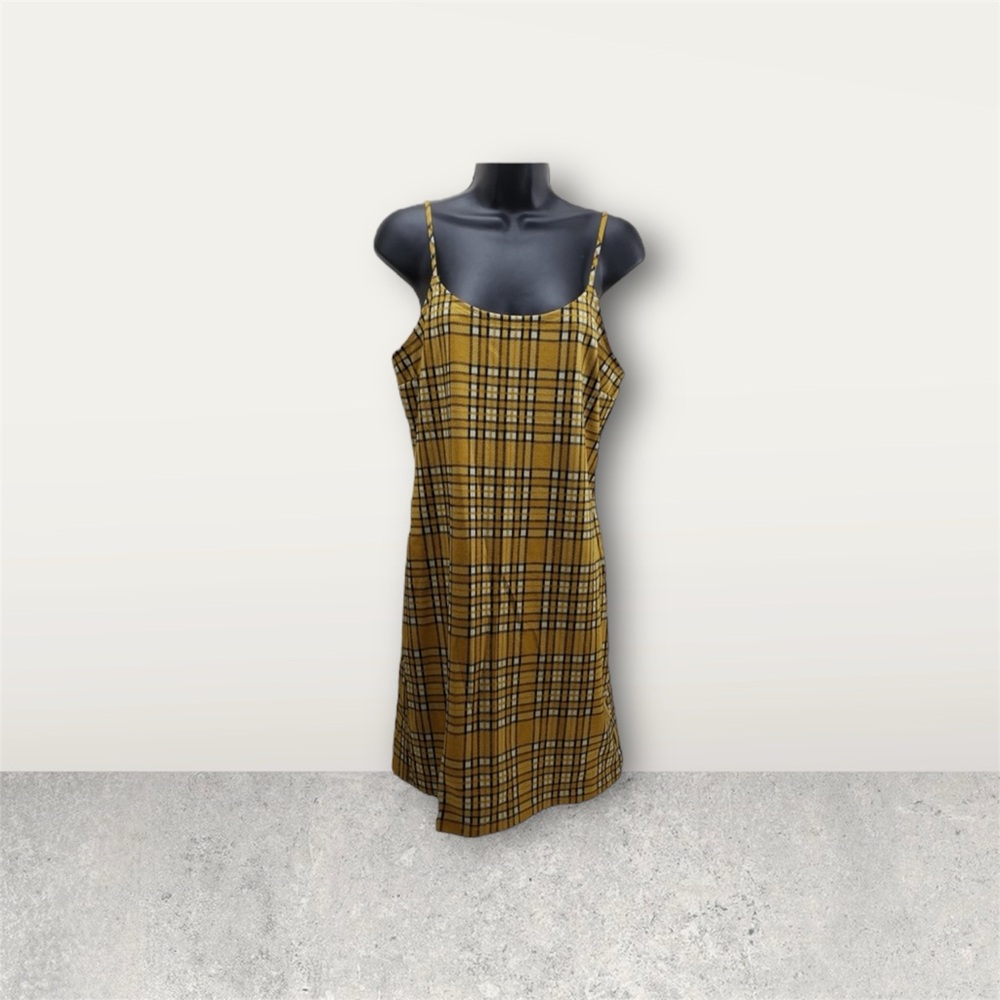 Riley & James Women's Dress Yellow Mustard Plaid Sleeveless Size L